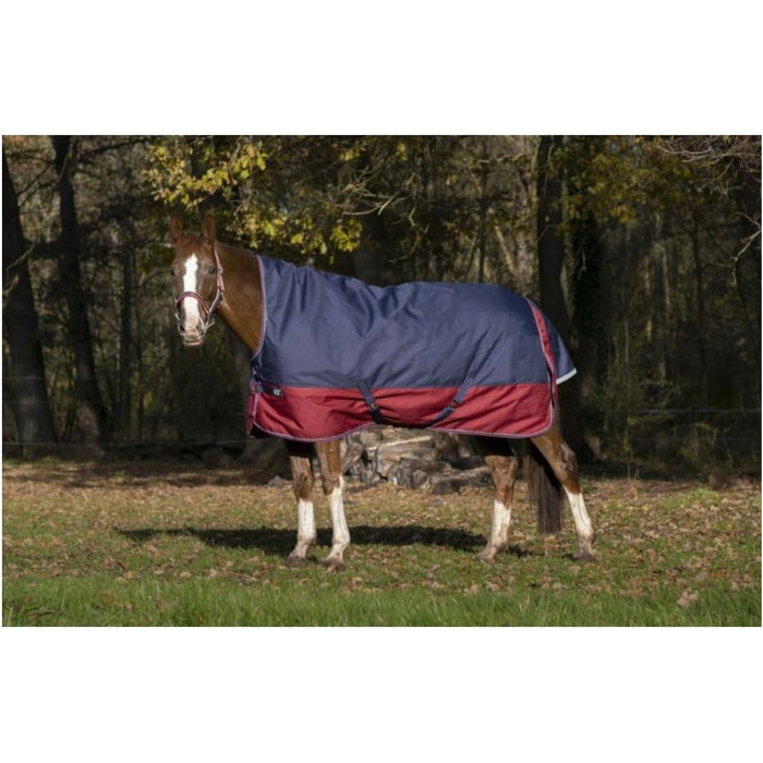 Зимова попона для коня Equi-Theme Highneck 50г, TYREX 1200D, темно-синя/бордова
