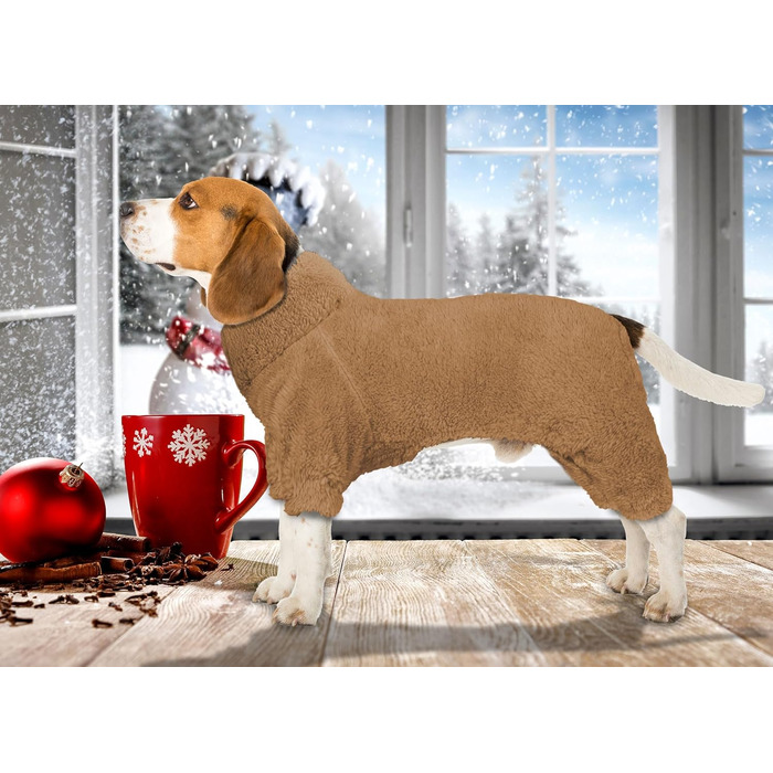 Піжама для собак, тепла, м'яка, зручна, кавового кольору, розмір S, для маленьких собак