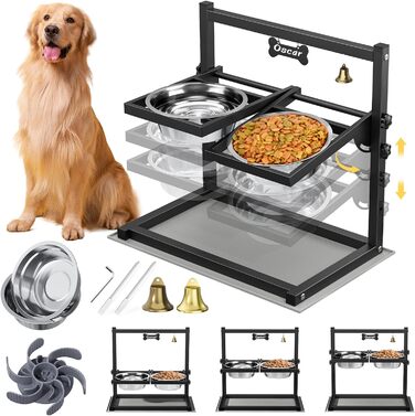 Підвищена годівниця для собак з регулюванням висоти та кута, 2 миски, антиковзаюча підстилка