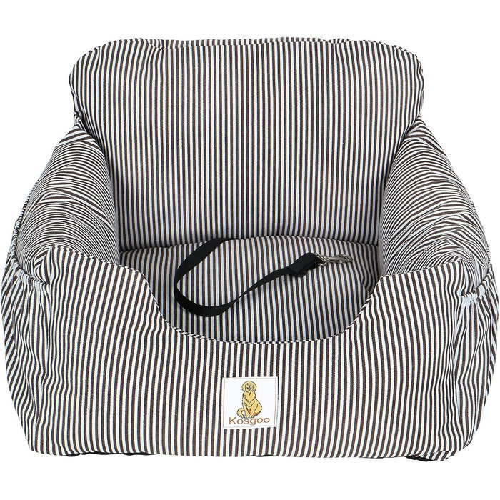 Автокрісло для собак - підходить для маленьких собак, знімний та миючий чохол, підставка для цуценят з кишеньками та страхувальним ремінцем, антиковзаюча основа, для авто та дому (Колір: Коричневий)