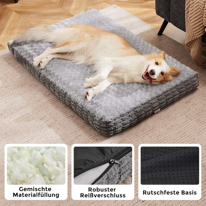 Ортопедичний килимок для собак - м'який лежак для тварин, неслизький, теплий, сірий, 60x45x12 см