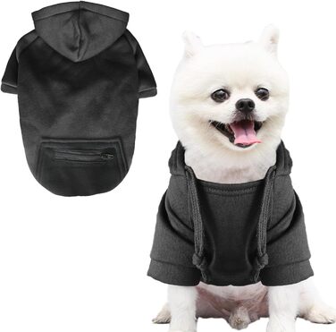 Теплий зимовий халат для собак з кишенею Jecikelon. Худі для цуценят, тепла одіяння для маленьких собак, чихуахуа. Розмір X-Large, чорний.