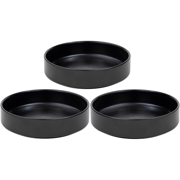 Набір мисок для котів з кераміки, 3 шт. - миски для котів та кошенят, 15*4 см (чорний)