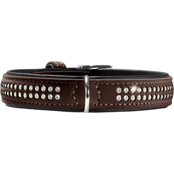 Ошийник для собак HUNTER SOFTIE DELUXE, екошкіра, стрази, розмір S/XS, коричнево-чорний