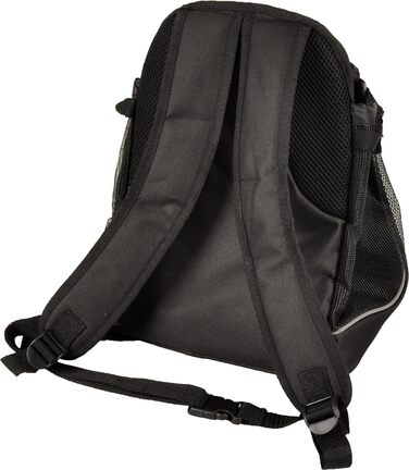 Сумка для собак на животі Sybil, чорна, 29x23x38 см, поліестер, підсилення спинки, світловідбивачі, знімний низ, страховочна лінія, система ременів, фронтальний отвір