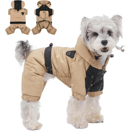 Водонепроникна флісова куртка для собак XL, хакі, з капюшоном та регулюванням