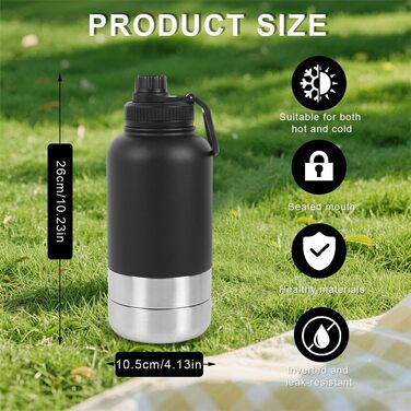 Водяна пляшка для собак Ruioomeep з мисками для води та їжі, з нержавіючої сталі, для подорожей, прогулянок та активного відпочинку