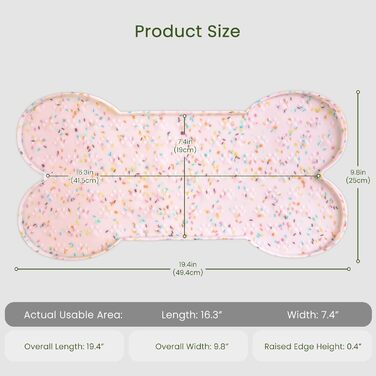 Нековзна килимок для годування домашніх тварин, силіконовий, товстий, вологостійкий, з піднятим бордюром, для цуценят, кошенят, собак та котів, 81x41 см