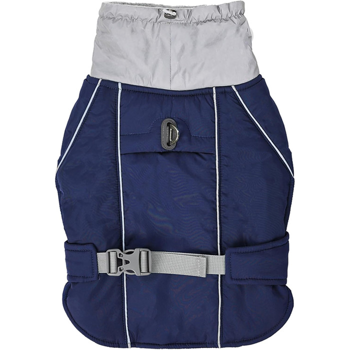 Зимова куртка для собак великих та середніх порід, тепла та відображаюча, чорна/сіра/рожева/зелена, дихаюча, для захисту від снігу, розмір M (Темно-синій)