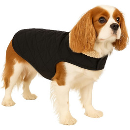 Теплий дощовик для собак Flamingo Bonnie чорного кольору, розмір 40-48 см, преміум-якість, водонепроникний, можна прати при 30°C, з клямками, плюшевий підкладка