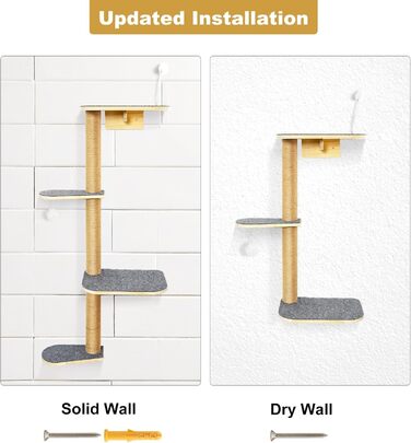 Кліматична стіна для котів Kratzbaum 125 см: 4 яруси, натуральне дерево, міцний фетр, для лазіння, дряпання та ігор