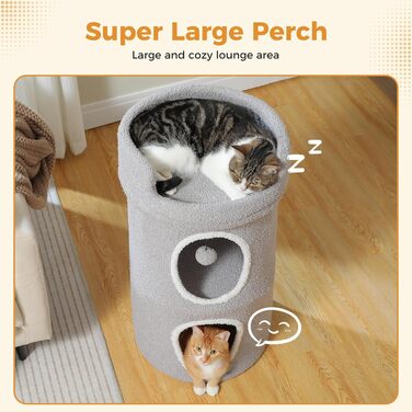 PAWZ Road Велика котяча хатка-лежак для дому, 40×40×40 см, для котів до 10 кг, сіра