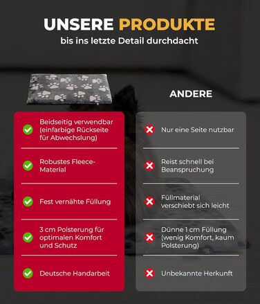 Лежак для собак HS-Hundebett® 65x95 см, двосторонній, м'який, антрацит, для дивана, авто та переноски, 3 см наповнювач, вироблено в Німеччині