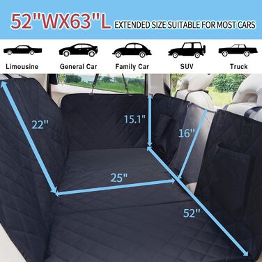 Підстилка для собак у машину: розширювач заднього сидіння, водовідштовхувальна, з кишенями та сіткою