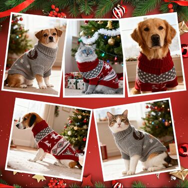 Пуловери для собак та котів на Новий рік, костюми для маленьких собак, 2 шт.