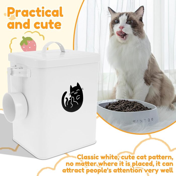 Металевий контейнер для котячого корму Leckerlidose, 6L, з герметичним кришкою та лопаткою, вінтажний дизайн, для сухого корму