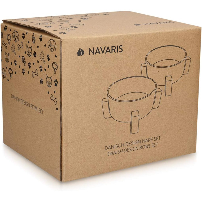 Набір мисок для котів та собак Navaris (2 шт) - серія Babus, сірий