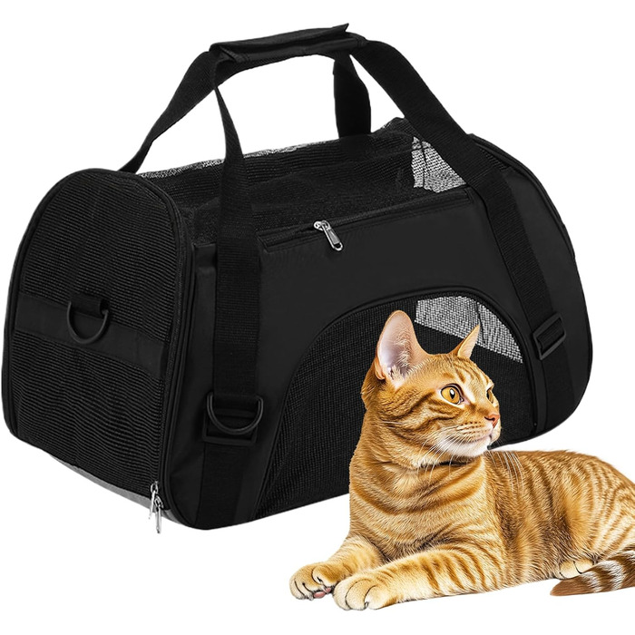 Сумка-переноска для тварин, портативна, для цуценят, чорна: дихаюча, неслизька, для подорожей та прогулянок