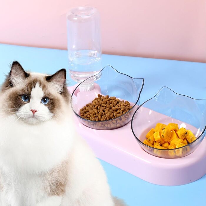Автоматичний поїльник для котів та собак | Набір мисок з дозатором води | Безпечний, знімний, BPA-Free (Рожевий)