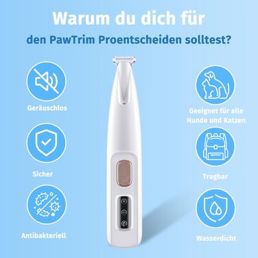 Триммер для собак Paw Trim Pro: безшумний догляд за подушечками лап з LED-підсвічуванням