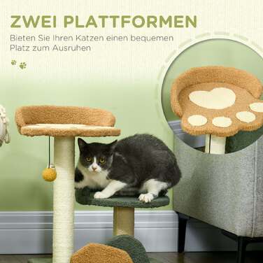 PawHut Cat Tree, легко переміщається, кігтеточка для кішок 52 см з 2 ярусами, Play Ball, Sisal, Indoor| Аосом
