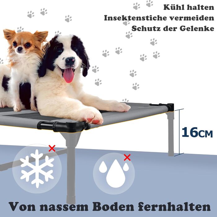 Підвищене собаче ліжко з дахом, сонцезахист, ліжко для домашніх тварин з балдахіном, лежанка для собак на вулицю, собаче софа з неслизькими підкладками, водонепроникний дах та дихаюча сітка, розмір 92x76x92 см