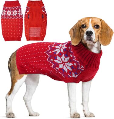 Пуловер для собак KATZINST, теплий флісовий пуловер на Новий рік, для Французького бульдога, такси, чихуахуа, йоркширського тер'єра, зелений/червоний (L)