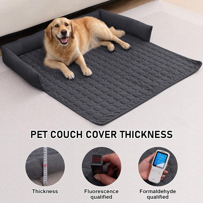 OKYUK Преміум лежанка для собак - захист дивану для тварин, ручної роботи та пральна подушка для собак, м'яка лежанка для собак для всіх розмірів (75 x 75 см) (90 x 90 x 10 см, колір: темно-сірий)