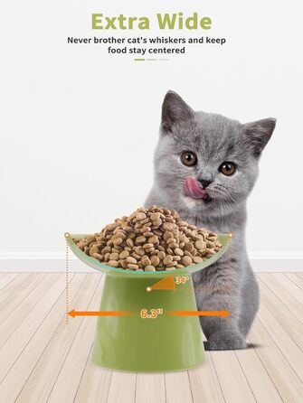 Підвищена миска для котів LoeJan, зелена, 2 шт.