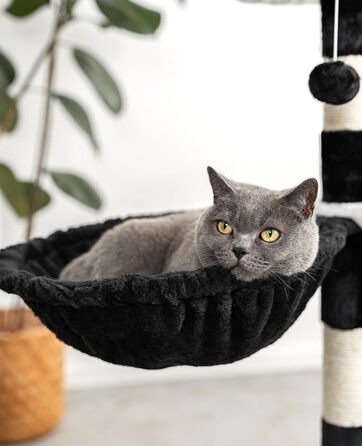 Лежанка для кота з м'якого плюшу на котячий будиночок/крізьбаум, Ø 40 см, 25 см глибина, зручна глибока лежанка з металевим каркасом, підходить для маленьких та великих котів, чорна