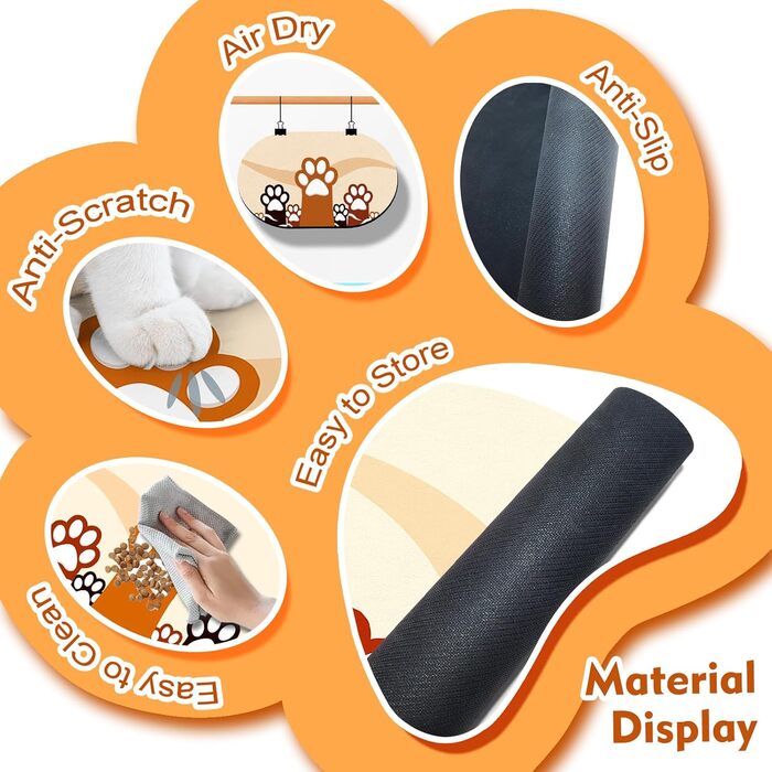 Підкладка під годівницю для собак, вбираюча, 61x40.5 см, нековзна, з гумовою основою, бежева, Paw