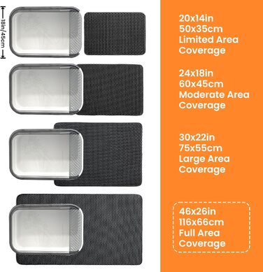 Килимок для котячого туалету Petinstinct, XXL, 116x66 см, чорний, двошаровий, бджолиний дизайн