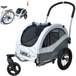 Papilioshop Kuma: візок для собак, причіп для велосипеда, а також переносний лежак для тварин. Легкий та стабільний, ідеальний для прогулянок та транспортування. Сірий колір.