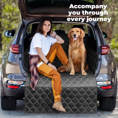 Захист для багажника автомобіля KYG: стеганий килимок для собак з захистом бокових панелей та краю, вологостійкий, стійкий до подряпин, універсальний, чорний, 185x105 см