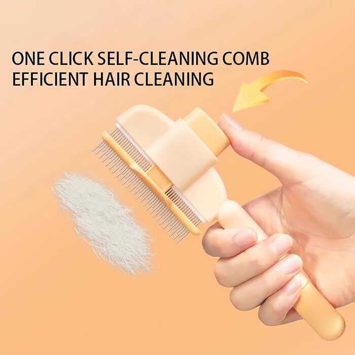 Щітка для котів та собак, видалення шерсті, з кнопкою для очищення, для довгої та короткої шерсті, сіра, інструменти для догляду за тваринами