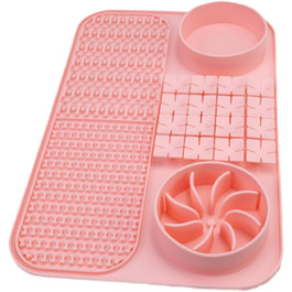 Лежак-іграшка для собак з присосками, повільний годівник, рожевий | Лежак-пазл для собак