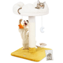Дряпалка-комплекс для котів Happi N Pets у формі хмаринки з ліжком та іграшками, сизалевий котячий дерево-тур для кошенят та дорослих котів, 71 см