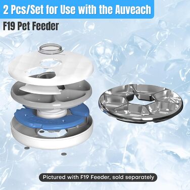 Автоматичний дозатор корму для котів Auveach з 2 охолоджувальними акумуляторами, програмованим таймером та автоматичним подаванням 6 порцій. Бездротовий, на батарейках, підходить для котів та собак.