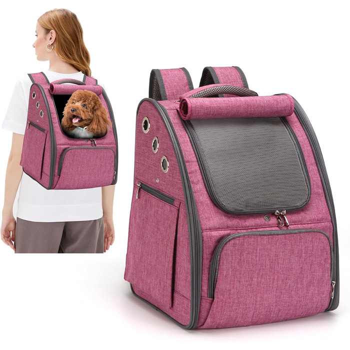 PETCUTE Рюкзак для собак та котів, дихаючий, складний, для подорожей, червоний