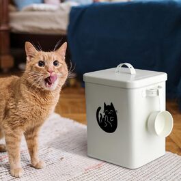 Металевий контейнер для корму для собак та котів 6L з мірним стаканчиком, кришкою та ложкою, іграшка мишка, милий контейнер для зберігання корму для тварин
