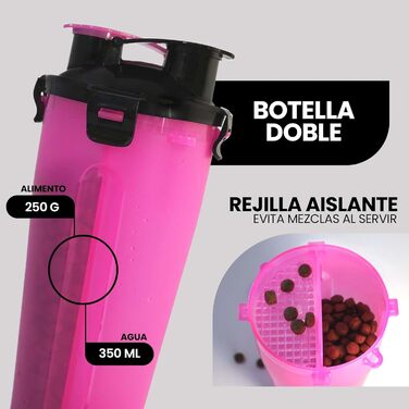 Транспортування фляга для води для собак, включаючи неопренову обгортку, миска для собак, ударостійка та стійка до подряпин, рожева