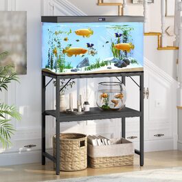 Стійка для акваріума MAHANCRIS 20л, шафа під акваріум, чорна, 61x30x62 см, вантажопідйомність 204 кг AFTBK2001