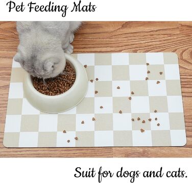 Килимок для годування собак Ralxion Karierte, водопоглинаючий, шаховий принт, бежевий, хакі, аксесуари для тварин