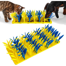 Силіконовий килимок-пазл для котів та собак VirgoCCY, інтерактивна миска-пазл для тварин, синій та жовтий, 1 розмір