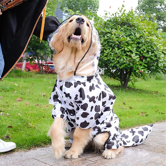 Водонепроникний дощовик для собак з капюшоном, форма тварини, розмір 5XL (4XL: Довжина спини: 53 см, Обхват грудей: 73 см)