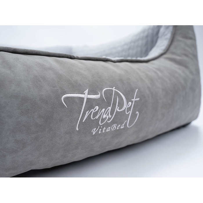 TrendPet VitaBed Style - ортопедичне ліжко для собак, штучна шкіра, плюшеве (100x90 см, сірий)