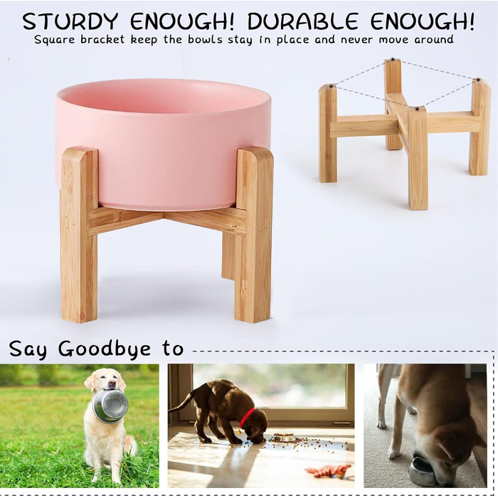 Підвищений миска для собак Petygooing з кераміки, для маленьких та середніх порід, годівниця для собак та води, з підставкою, неслизька гума, для котів та собак, 3.6 л