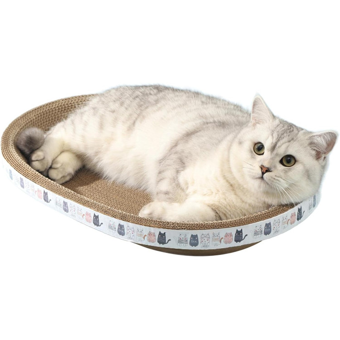 Котячі дряпки, овальні котячі дряпки-лежанки, гофрований лежак-дряпка для котів, котячі меблі для дряпання диванів та килимів, овальні котячі будиночки-дряпки (43*26 см)
