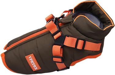 Зимовий теплий одяг для собак: куртка з шлейкою, водонепроникна, для дрібних та середніх порід, тепла, для цуценят, регульована жилетка, оливковий (S)