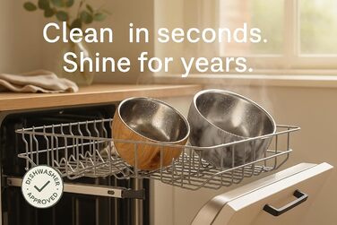 Німецький миска для собак Flamingo з нержавіючої сталі, 700 мл, Ø15,5 см, з подвійними стінками для тривалої свіжості, з антиковзким покриттям, придатна для миття в посудомийній машині, дерев'яна підставка Oase